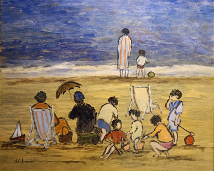 Henry Saint-Clair - scène de plage normande / dimensions: 50x60 / catégorie de prix: €€€