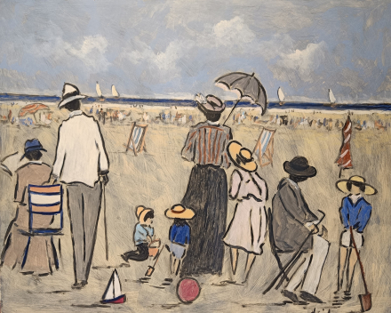 Henry Saint-Clair - scène de plage normande / dimensions: 50x60 / catégorie de prix: €€€€