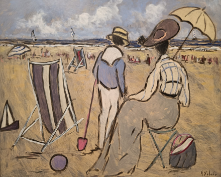 Henry Saint-Clair - scène de plage normande / dimensions: 50x60 / catégorie de prix: €€€