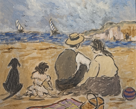 Henry Saint-Clair - scène de plage normande / dimensions: 33x30 / catégorie de prix: €€€