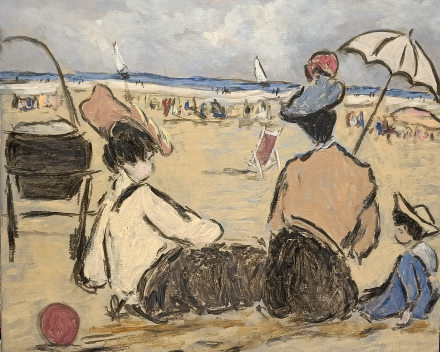 Henry Saint-Clair - scène de plage normande / dimensions: 37x37 / catégorie de prix: €€€