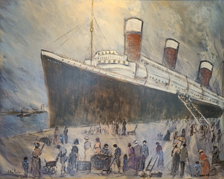 H. Saint-Clair - boarding op de RMS Majestic in Le Havre: 80x100 / prijscategorie: €€€€  